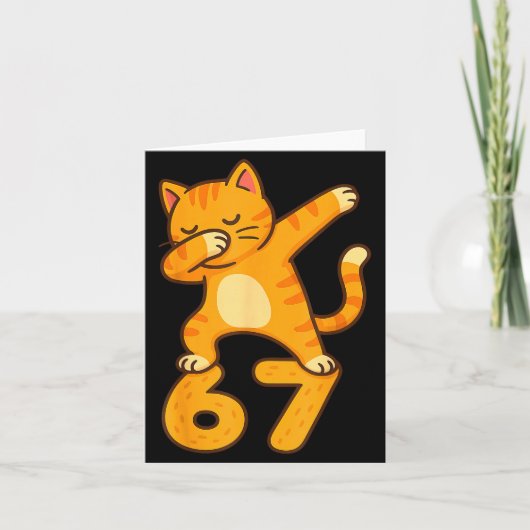 Orange Cat Dabbing Funny 67 Six Seven Meme  カード (正面)