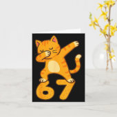 Orange Cat Dabbing Funny 67 Six Seven Meme  カード (黄色い花)