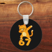 Orange Cat Dabbing Funny 67 Six Seven Meme キーホルダー (正面)