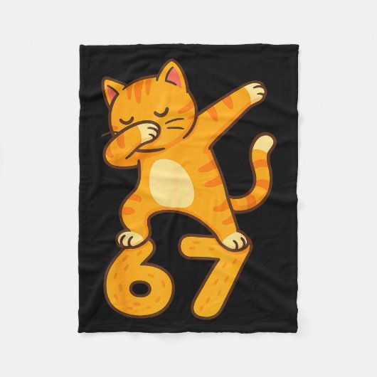 Orange Cat Dabbing Funny 67 Six Seven Meme  フリースブランケット (正面)