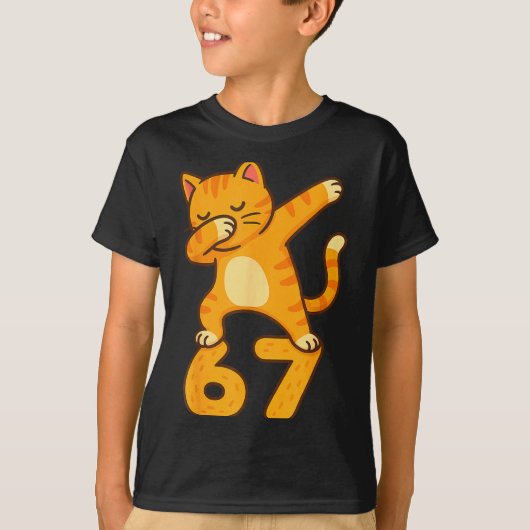 Orange Cat Dabbing Funny 67 Six Seven Meme  Tシャツ (正面)