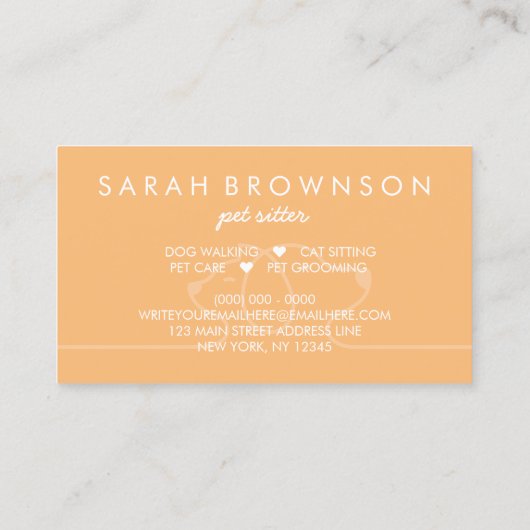 Orange Cat Dog Paw Loyalty Discount Design 名刺 (裏面)