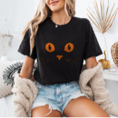 Orange Cat Face Spooky Cute Minimalist Halloween Tシャツ