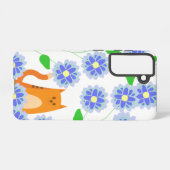 Orange Cat Floral Samsung Galaxy Case – White Galaxyケース (裏面横)