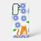 Orange Cat Floral Samsung Galaxy Case – White Samsung Galaxyケース (裏面)