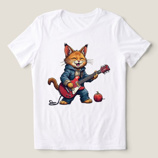 Orange Cat Guitar Player トライブレンドＴシャツ (デザイン正面)