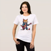 Orange Cat Guitar Player トライブレンドＴシャツ (正面全面)