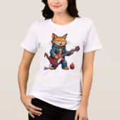 Orange Cat Guitar Player トライブレンドＴシャツ (正面)