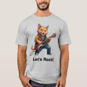 Orange Cat Guitar Player Tシャツ (正面)