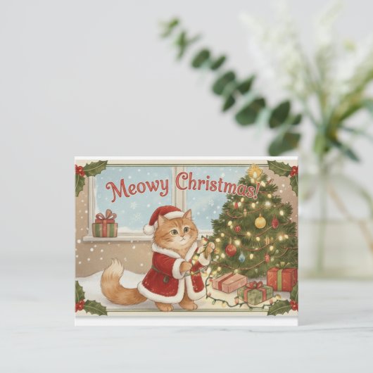Orange Cat Holiday Postcard シーズンポストカード (スタンド正面)