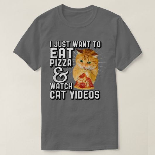 Orange Cat I Just Want To Eat Pizza And Watch Cat  Tシャツ (デザイン正面)