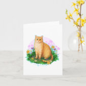 Orange Cat in the Flower Patch カード (黄色い花)