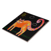 Orange Cat in the Sun抽象芸術絵画 Digital タイル (側面)