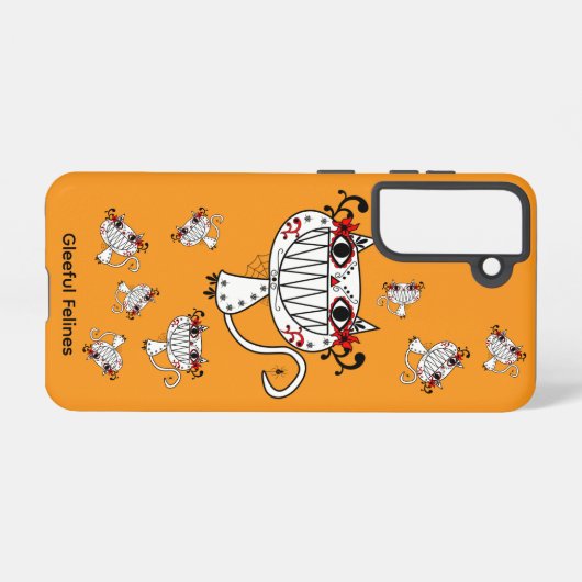 Orange Cat Phone Case Galaxy – Gleeful Felines Samsung Galaxyケース (裏面横)