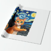 Orange Cat Selfie  Starry Night Cat Mom Cat Lovers ラッピングペーパー (アンロールド)