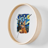 Orange Cat Selfie  Starry Night Cat Mom Cat Lovers 壁時計 (傾斜)