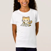 Orange Cat Studying and Writing Book Tシャツ (正面)