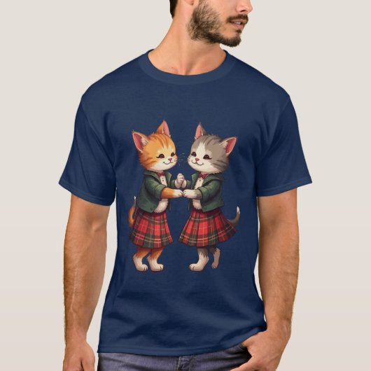 Orange Cats Dancing Scottish Ceilidh  Tシャツ (正面)