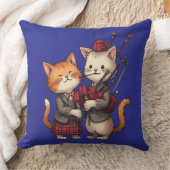 Orange Cats Playing Bagpipes and Wearing Plaid クッション (ブランケット)