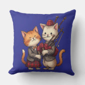 Orange Cats Playing Bagpipes and Wearing Plaid クッション (正面)