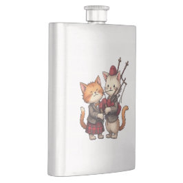 Orange Cats Playing Bagpipes and Wearing Plaid フラスク