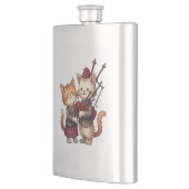 Orange Cats Playing Bagpipes and Wearing Plaid フラスク (左)