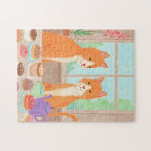 Orange Cats & Tea Party Jigsaw Puzzle ジグソーパズル (横)