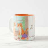 Orange Cats & Tea Party Mug ツートーンマグカップ (正面左)