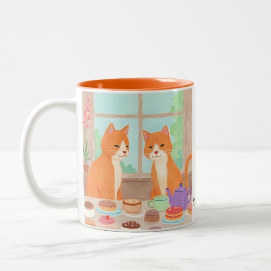 Orange Cats & Tea Party Mug ツートーンマグカップ (左)