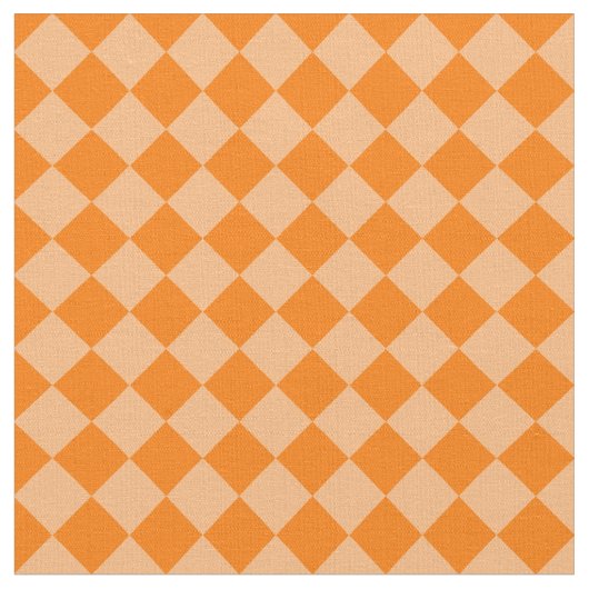 Orange Checker Diamond Pattern ファブリック (クローズアップ)