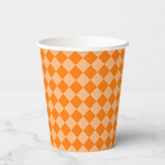 Orange Checker Diamond Pattern 紙コップ (裏面)