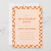 Orange Checker Modern Graduation Party 2026 招待状 (正面)
