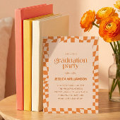 Orange Checker Modern Graduation Party 2026 招待状