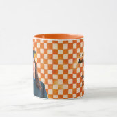 Orange Checkered Personalized Portrait Graduation マグカップ (中央)