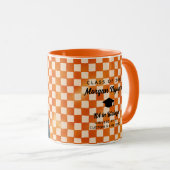 Orange Checkered Personalized Portrait Graduation マグカップ (正面右)