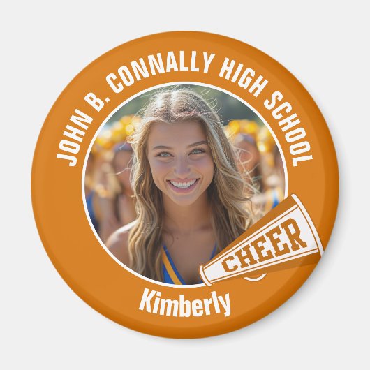 Orange Cheerleader Photo High School Spirit Cheer マグネット (正面)