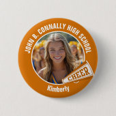 Orange Cheerleader Photo High School Spirit Cheer 缶バッジ (正面)