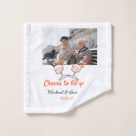 Orange cheers to 60 years anniversary wedding  ウォッシュタオル
