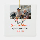 Orange cheers to 60 years anniversary wedding セラミックオーナメント (裏面)