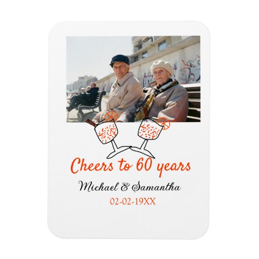 Orange cheers to 60 years anniversary wedding  マグネット (縦)