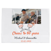 Orange cheers to 60 years anniversary wedding  ラージペーパーバッグ (裏面)