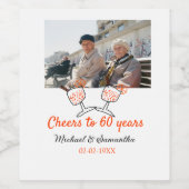 Orange cheers to 60 years anniversary wedding  ワインラベル (シングルラベル)