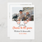 Orange cheers to 60 years anniversary wedding 招待状 (正面/裏面)