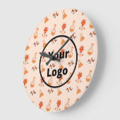 Orange chemical business pattern ラージ壁時計 (傾斜)