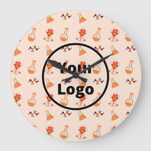 Orange chemical business pattern ラージ壁時計 (正面)