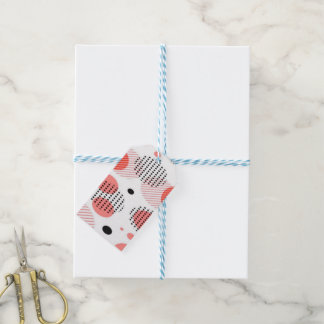 Orange Circles with Black Polka Dots pattern ギフトタグ