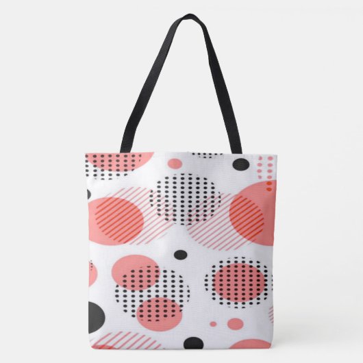 Orange Circles with Black Polka Dots pattern トートバッグ (正面)