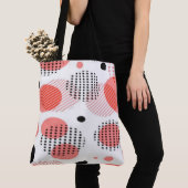 Orange Circles with Black Polka Dots pattern トートバッグ (クローズアップ)