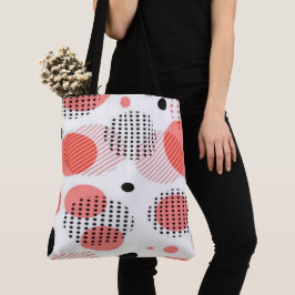 Orange Circles with Black Polka Dots pattern トートバッグ