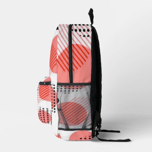 Orange Circles with Black Polka Dots pattern プリントバックパック (右)